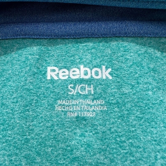 Reebok Green Heather Hooded 1/4 Zip Slim Long-sleeve Performance Top - Picture 14 of 16